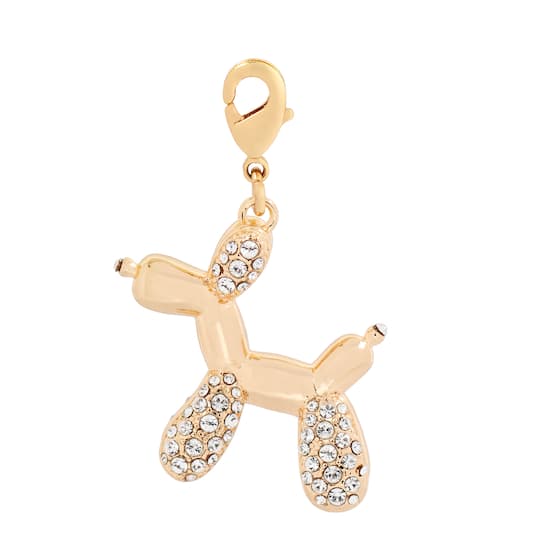 Gold Balloon Dog Austrian Crystal Charm by Bead Landing™